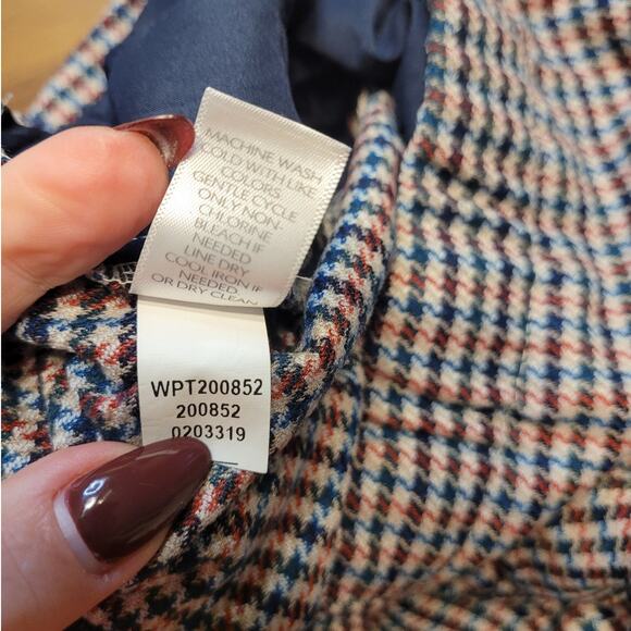 J.Jill Ponte Slim Leg Pants 12P Beige Red Blue Houndstooth EUC - Picture 12 of 13